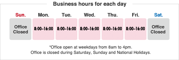 Business hours for each day